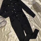 Стильний джинсовий комбінезон у кольорі графіт