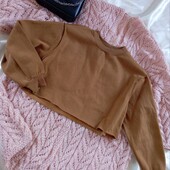 Вкорочений світшот на флісі у кольорі темна гірчиця