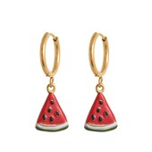 Сережки кільця, підвіска кавун, арбуз, ягода, медзолото