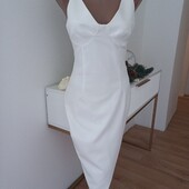 Betrendy біла класична сукня міді бавовна-віскоза S розмір