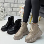 Ботинки натуральная замша, кожа черный, бежевый