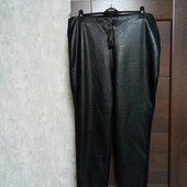 Новые брендовые трикотажные брюки с вставками эко-кожи р.22-24.