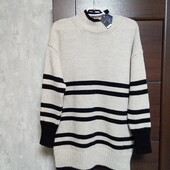 Брендовый новый теплый удлиненный свитер р.12-14