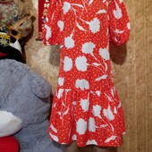 ❤️Брендовая красная сжатка с цветами туника новая❤️ Турция.Пог.94см.Поб.104см.