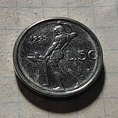 Монета Італії 50 лір 1991
