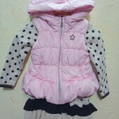 Лот тепла в'язана сукня + жилетка для дівчинки 1-1,5 року.