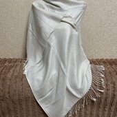 Святковий білий шарф шаль з люрексовою ниткою 200х55 см