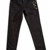 Новые, черные джинсы с декором подросток