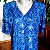 Идеальный вечерний вариант! Шикарная вечерняя блуза с паетками , Лондон, размер-L