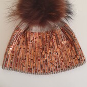 Шикарная шапочка с натуральным помпоном name it в новом состоянии