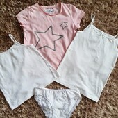Одним лотом 2 майки primark, pepperts та трусики на 6-8 років (футболка у подарунок)