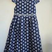 Нарядное длинное пышное платье девочке темно-синее горох пайетки без рукавов GmbH&Co