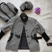 27. Комплект "гусяча лапка" пальто+берет+сумка, ±140см, б/у