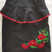 29. Юбочка с вышивкой и баской. Спідниця.