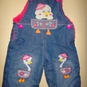Полукомбінезон джинсовий утеплённий на 1-1,5 року. Турція.