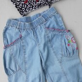 Оригінальні джинсові капрі+ топ на 6-8 років