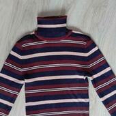Primark брендовый трикотажный гольф рубчик цвет марсала/полоска размер евро 36/38