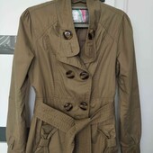 Clillin стильный лёгкий двубортный плащ/тренч цвет горчичный размер S