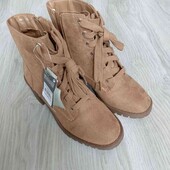Primark брендовые лёгкие деми ботиночки экозамша цвет рыжий размер 36
