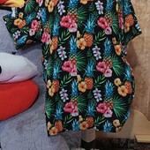 ❤️Брендовая натурал черная с ярким принтом рубашка туника новая❤️Италия.Пог.134см.Поб.136.Вискоз100%