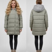 Пуховик Оверсайз оливково кольору S-L