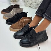 36-41 рр черевики натуральна замша/шкіра чорний, шоколад, капучино, рудий.