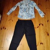 44-46р чорні літні брюки і рубашка Коллінз б.у.