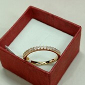 Нежное кольцо с дорожкой фианитов. Размер 16. Позолота 585 пробы 18К.