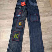 ✓джинсы прямые трубы с принтом,пот 38,5