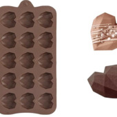 Силіконова форма для шоколаду Серця кристал, 15 шт. Ромбовидное сердце