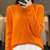 Мягкий, тонкий джемпер, свитер, пуловер, 100% шерсть, р. xxl, наш 44-50, оранжевый