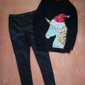 Комплект новогодний свитшот и лосины Next р 134-140 