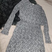 Сукня- костюм з віскози, широкий рубчик меланж River island, uk8