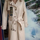 Теплый стильный плащ-тренч пальто утеплитель слимтекс для пишної краси .Riches р. 54.колір св. беж.