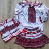 вишиванка, комплект , юбка, жилетка на 3-7 років
