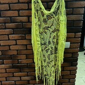 Шаль хустка платок великий жовтий ажурний