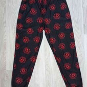 мужские пижамные штаны с карманами цвет черный в принт размер S M