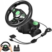 Ігровий мультимедійний універсальний кермо з педалями для пк/рс PS2 PS3, Кермо для гонок та комп'юте