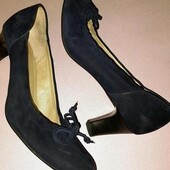 Классические темно синие туфли из натуральной замши стелька 22/22,5