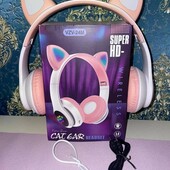 Бездротові навушники з котячими вушками та rgb підсвічуванням cat vzv-24m рожеві