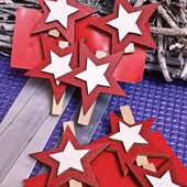 4 шт . Деревянные звезды прищепки. Германия