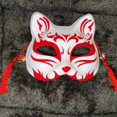 Маска Кіцуне Японської Лисиці Kitsune червона, 18х17 см