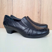Німецькі натуральні шкіряні туфлі, класичні чорні демі лофери, весна осінь, р. 38