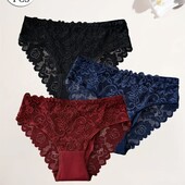 Лот-3шт!!! Набір однотонних мереживних трусиків XL бедра 108-115см