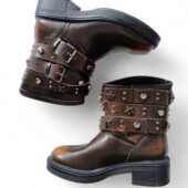 Натуральна шкіра! Круті чобітки з ременями та закльопками (Італія)