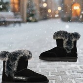 Натуральні підліткові ! Стильні зимові уггі з хутряною опушкою • Натуральний замш