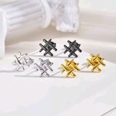 Набір сережок три пари решітка, медсталь, позолота. Унісекс