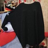 ❤️Брендовая чёрная вся с люрексом серебра клёш туника новая❤️ Франция.Оверсайз.Пог166см.Поб.172см.