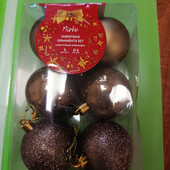 Набір ялинкових коричньових кульок Mirko - 6 шт ( 6 см)