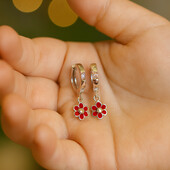 Дитячі срібні сережки з емаллю